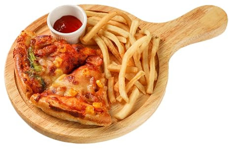 Tabla de cortar circular de madera con asa, tablas de embutidos para hornear pizza, pan, queso, 20 cm