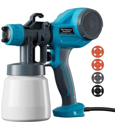 Tilswall Fence Paint Sprayer HVLP Paint Spray Gun Lightweight with 4 Nozzles & 3 Spray Patterns, 100 DIN-s, Ideal Paint Sprayer for Furniture, Fences, Walls, Cabinets, DIY