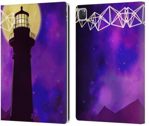 Head Case Designs Faro Paesaggi Geometrici Custodia Portafoglio in Pelle Compatibile con Apple iPad PRO 12.9 2020/2021/2022