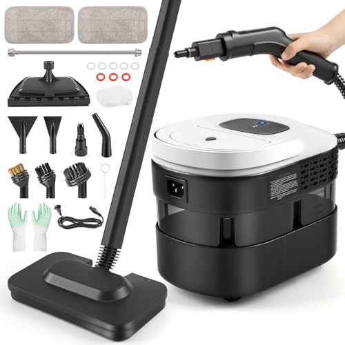 Dampfreiniger Handgerät,2500W Hand Dampfreiniger für alles mit 15 Zubehör, 4.5 bar Dampfdruck 1600ML Tank,Tragbarer Steam Cleaner für Fenster, Küche, Boden,Auto