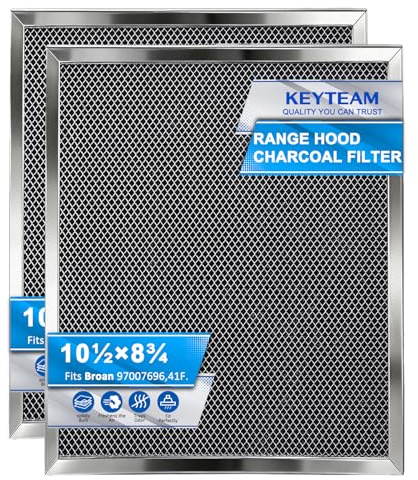 2-Pack 97007696 Range Hood Grease Filters, 8.75 x 10.5 x 0.4 - Upgraded Stainless Steel Frame & Aluminum Mesh Charcoal Combo, Compatible with Bro.an Range Hood (Replaces 97005687 & 6105C)