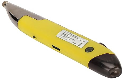 Jiawu Kabellose Optische Taschen-Stiftmaus, 2,4-GHz-USB-Modus-Stiftsaus, Wiedenaerafladbare Leuchtende -Stiftmaus für Handschrift, Ergonomische Leise Maus Fürr PC, Laptop (Yellow)