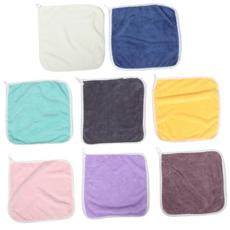 WEKADRIN 8 Stück Teiliges Weiche aus Flanell mit Aufhängeöse Saugfähige Kleine Handtücher für Neugeborene und Kleinkinder Vielseitig für Gesicht Körper Küche und Bad Geeignet