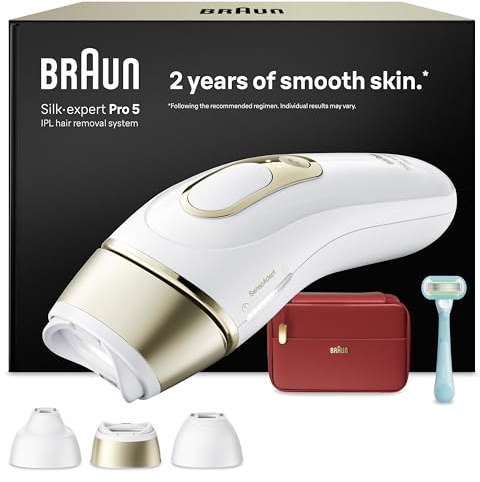 Braun Epilateur Lumiere Pulsee Silk·expert Pro 5 PL5262, Blanc et Or