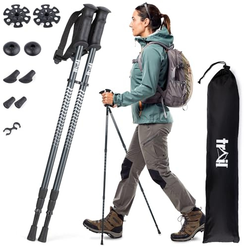 Trail Telescopic Walking Poles, 2 Pack, Adjustable 65–135cm, Black