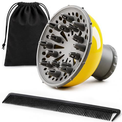 DISTOCK Diffusore Capelli Ricci - Attacco Flessibile 5,5 cm con Sacchetto e Pettine | Compatibile con phon con bocchetta fino a 5,5 cm, esclusi sistemi magnetici