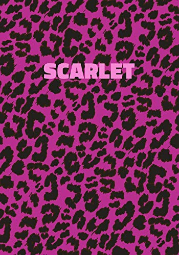 Scarlet: Personalized Pink Leopard Print Notebook (Animal Skin Pattern). College Ruled (Lined) Journal for Notes, Diary, Journaling. Wild Cat Theme Design with Cheetah Fur Graphic