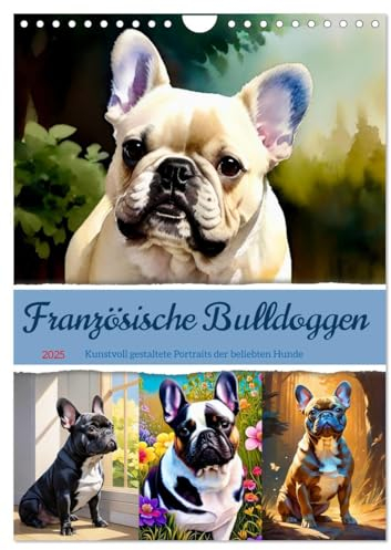 Französische Bulldoggen. Kunstvoll gestaltete Portraits (Wandkalender 2025 DIN A4 hoch), CALVENDO Monatskalender: Der Hund mit einer einzigartigen Persönlichkeit (CALVENDO Tiere)