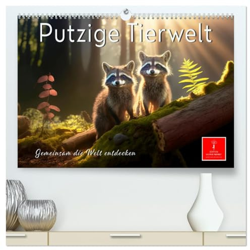 Putzige Tierwelt - gemeinsam die Welt entdecken (hochwertiger Premium Wandkalender 2026 DIN A2 quer), Kunstdruck in Hochglanz: Possierliche Waldbewohner erobern ihren Lebensraum. (CALVENDO Tiere)