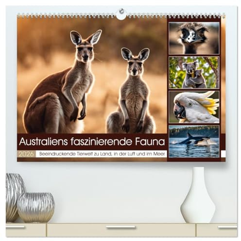 Australiens faszinierende Fauna (hochwertiger Premium Wandkalender 2026 DIN A2 quer), Kunstdruck in Hochglanz: Beeindruckende Tierwelt zu Land, in der Luft und im Meer (CALVENDO Tiere)
