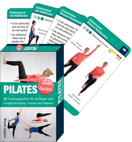 Pilates ohne Geräte: 55 Trainingskarten für Anfänger und Fortgeschrittene, Frauen und Männer (Trainingsreihe von Ronald Thomschke) – Jetzt im größeren Format – 8 x 12 cm!