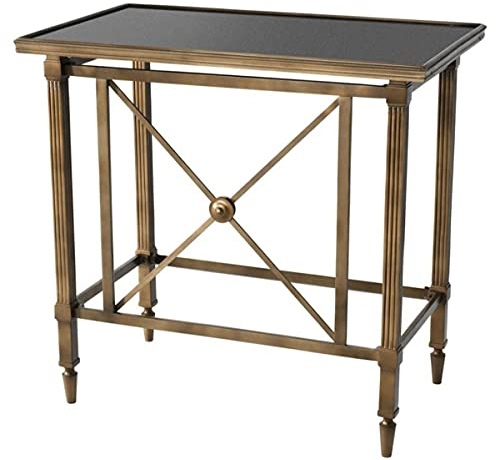 Casa Padrino Designer Beistelltisch mit schwarzer Granitplatte 86 x 51,5 x H. 81,5 cm - Luxus Kollektion