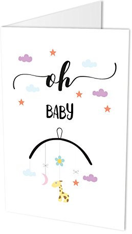 Maxi-Karte OH BABY, Klappkarte DIN A4 mit Kuvert, Glückwunsch-karte zur Geburt, Geburt, Baby, Geburtskarte