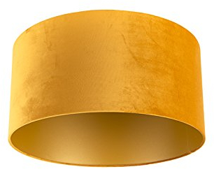 QAZQA Clásico/Antiguo Algodón Pantalla terciopelo ocre/oro 50/50/25, Pantalla lámpara colgante,Pantalla lámpara de pie
