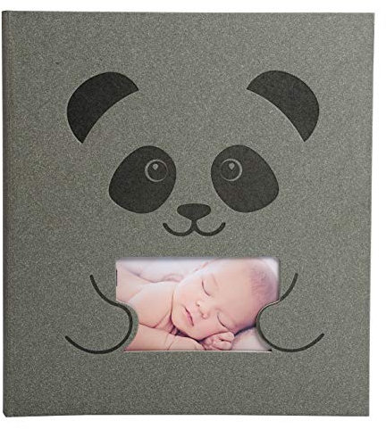 Exacompta 16561E Premium Fotoalbum Zephire mit Pandamotiv, 30 Seiten, rechteckig, perfekt für Ihre Baby- und Kinderfotos zum selbstgestalten Fotobuch grau