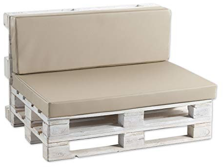 Gutekissen® Palettenkissen Palettenauflagen PF (Sitzkissen 120x60 glatt, Kunstleder Beige)