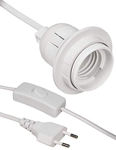 Cable de alimentación con interruptor y enchufe E27, blanco