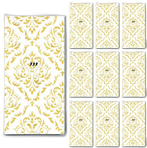100 Taschentücher Hochzeit geprägt (10x10) Unique Moments für Freudentränen Weiß-Gold