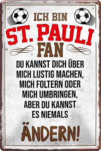 Blechschilder ICH BIN ST. Pauli Fan Metallschild für Fußball Begeisterte Dekoschild Geschenkidee 20x30 cm