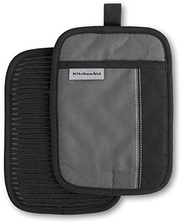 KitchenAid Beacon Topflappen-Set, 17,8 x 25,4 cm, silberfarben / Schwarz