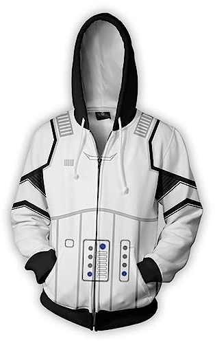 jiazery QZ Kapuzenpulli mit Reißverschluss und Tasch, Star War Jacke mit Kapuze (Imperial Stormtrooper2-S/M)