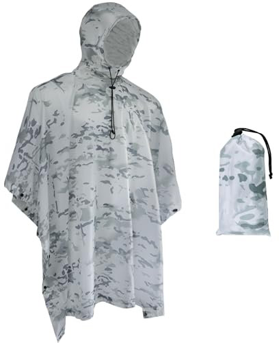 Fousam Camouflage-Regenponcho, vielseitig verwendbar, wasserdicht, für Jagd, Wandern, Reisen, Camping