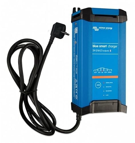 Victron Energy Blue Smart Batterie Ladegerät 24-Volt 16 Ampere 230V - Autobatterie Ladegerät - Batterieerhaltungsgerät und Desulfator - IP22 Geschützt - Bluetooth - 3 Ausgänge - CEE 7/7
