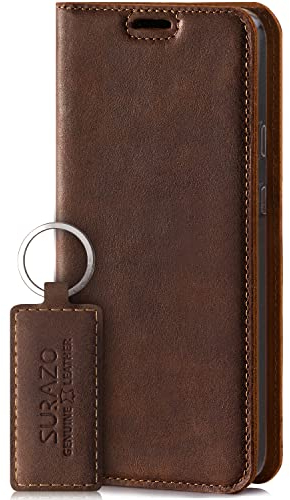 SURAZO Smart Magnet Handyhülle für Samsung Galaxy S20 FE 4G & 5G – Premium Echtleder Hülle Schutzhülle mit [Kartenfach, RFID Schutz] – Klapphülle Wallet case Handmade in Europe (Nussbraun)
