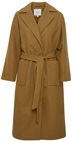 ICHI IHJANNET JA2 Damen Wintermantel Wollmantel Winterjacke mit Reverskragen Taschen und Gürtel, Größe:40, Farbe:Antique Bronze (171028)