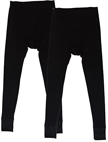 HERMKO 3542 2er Pack Herren Lange Unterhose Bio Baumwolle Doppelripp, Größe:D 9 = EU 3XL, Farbe:schwarz