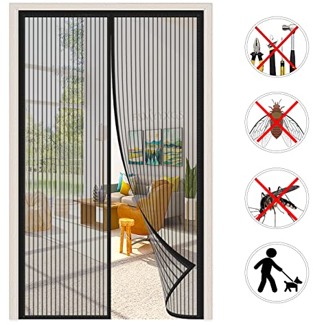 Zanzariera Magnetica per Porte con Calamite Si Chiude da Sola Tenda Zanzariera Magnetica Anti Zanzare Insetti Zanzariera Facile da Installare per Balcone Terrazze-Black A|| 70x200cm(27x78inch)