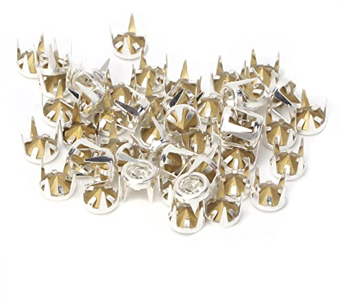 Cabeza Clavo Diamantes Imitación, 50piezas Cuentas Garra Cristal Redonda 6mm Brillante Moda DIY Remache Redondo Espárrago Cuero Bricolaje Rhinestones Decoración Para Artesanía Ropa Zapato Bolsa Plata