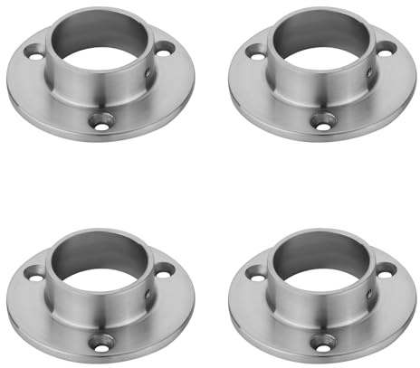 SOTOOLS 4 x Handlaufhalter, Edelstahl, Ø 42,4 mm für Rohr, Wandanschluss | Bodenanker, Rohrflansch/Rohrhalter, Wandanschluss und Bodenmontage.