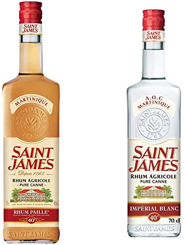 Saint James Rhum Paille - Rhum Agricole 70cl & St. James Rhum Blanc Agricole - Pure Canne - 70 cl