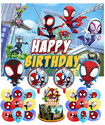 Folienballons Spidey Geburtstag Spidey und Seine Super-freunde Luftballoons Dekorationen Alles Gute Zum Geburtstag Hintergrund Kuchen Topper Partydekorationen