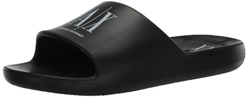 Armani Exchange Sandalo Icon Slide Uomo, Nero+op.bianco, 42 EU