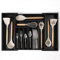 KitchenEdge Organiseur d'argenterie, de couverts et d'ustensiles de qualité supérieure pour tiroirs de cuisine, extensible de 38,1 à 63,5 cm de large, 10 compartiments, finition noire de qualité