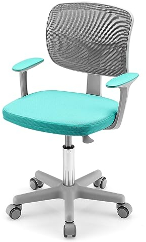 GOPLUS Schreibtischstuhl Kinder, Höhenverstellbarer Kinderdrehstuhl, Sitzhöhe 40-54cm, Kinder Bürostuhl mit Rückenlehne, Abnehmbarem Sitzkissen, Ergonomischer Jugenddrehstuhl für 3-10 Jahre (Türkis)