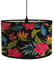 Fansu Pantalla De Lámpara Pantallas de Lámpara de Tela Cubierta De Lámpara De Tambor Cilíndrica Tropical Planta Lámpara De Pie Para El Hogar Mesa De Hotel Mesita De Noche (Flor negra,30x30x20cm)