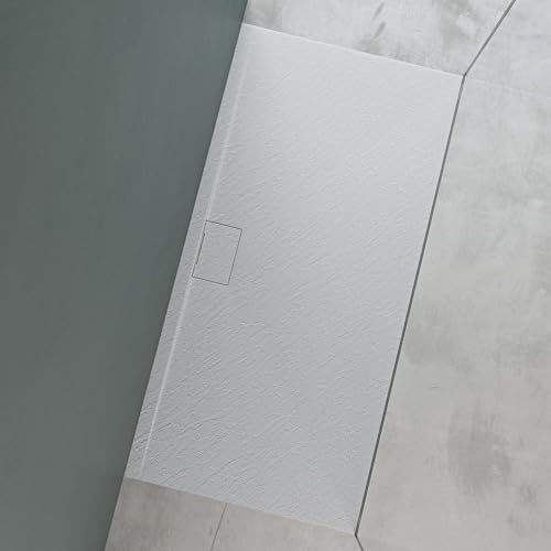 Mai & Mai Duschtasse Duschwanne aus Mineralguss BxTxH: 80x160x3 cm Mineralgusswanne in Weiß DIN-Anschlüsse inkl. Ablaufgarnitur Geoma07