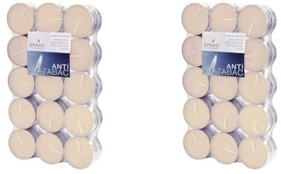 Spaas 30 Anti-Tabak Teelichter, ± 4,5 Stunden-Elfenbein, D 39 mm x H 16 mm (Packung mit 2)