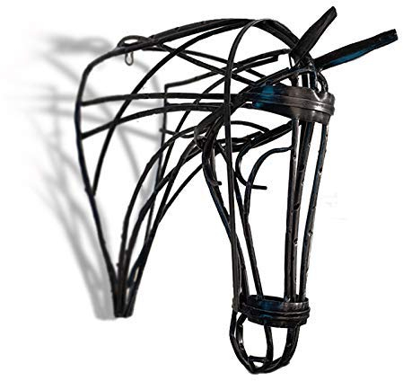PacuM Industrieller Pferdekopf aus Eisen für die Wand, einzigartige abstrakte Wandskulptur, 3D-Statue aus Metall, Wandbehang, Tierfigur für Kunstdekoration, Zuhause, Schwarz, 48 x 44 cm (19 x 17 Z