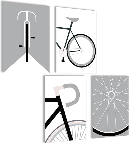 mojoliving Bauhaus Fahrrad Deko Poster Set Fahrrad Poster Set Deko Aesthetic Bilder Fahrrad Geschenk Wandbilder Schlafzimmer Abstrakte Bilder Bauhaus Kunstdrucke