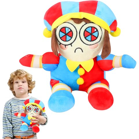 Sinwind Pomni und Jax Plüschtiere, Digitaler Zirkus Plüschtier, 25 cm, Mehrfarbig, Unisex, Cartoon-Clown, Plüsch, 1 Stück