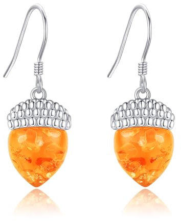 ONEFINITY Eichel-Ohrringe 925 Sterling Silber Eichel Tropfen-Ohrringe Eichel-Schmuck für Frauen Mädchen