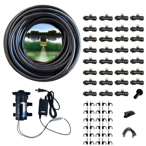 Kit di irrigazione, Impianto Irrigazione Giardino con pompa, Nebulizzatore Giardino, Misting Line + ugelli nebulizzatori in Ottone + Un Adattatore in Ottone, per giardino, serra, ombrellone ( Size : 1