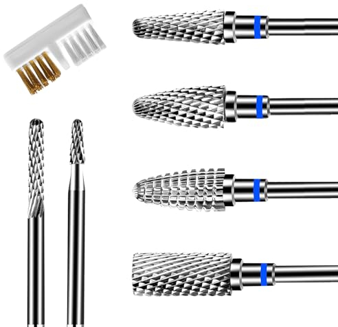 Lermende Bits für Nagelfräser Aufsätze: 3/32 Zoll(2,35 mm) 6 Stück Fräser Nägel, Hartmetall Bits für Nagelfräser, Fräser Bit für Gelnägel Acrylnägel Naturnägel-Mittlere Nagel Bits