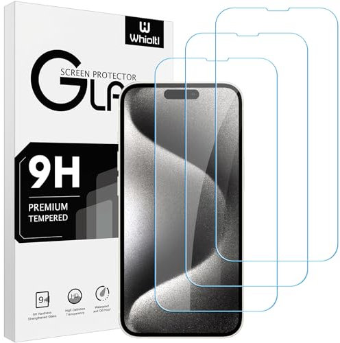 Whioltl [Lot de 3 films de protection d'écran pour iPhone 15 Pro (6,1) en verre trempé HD transparent, sans bulles, anti-rayures, haute transparence, anti-traces de doigts, anti-éclats, compatible