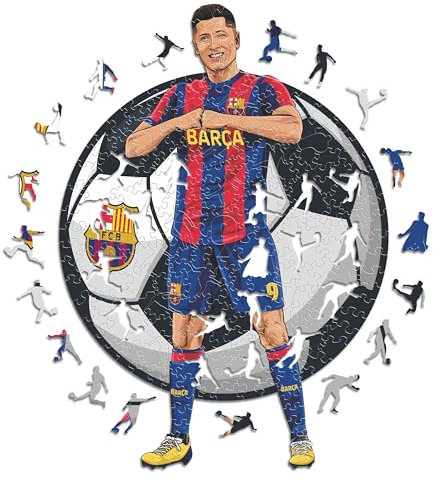 Iconic Puzzles - Barcelona, Lewandoski, offiziell Lizenziertes Holzpuzzle, 100% nachhaltig, Geschenk für Erwachsene und Kinder, Größe M, 270 Teile