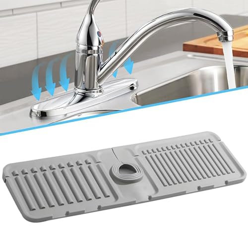 Wenrecu Wasserhahn Spritzschutz Abtropftablett Matte, 2024 Neuestes Silikon Abtropftablett Matte Wasserhahn Abtropfmatte, Tropffänger Tablett Wasserfänger Matte für Küche Bad Spülbecken (Grün)